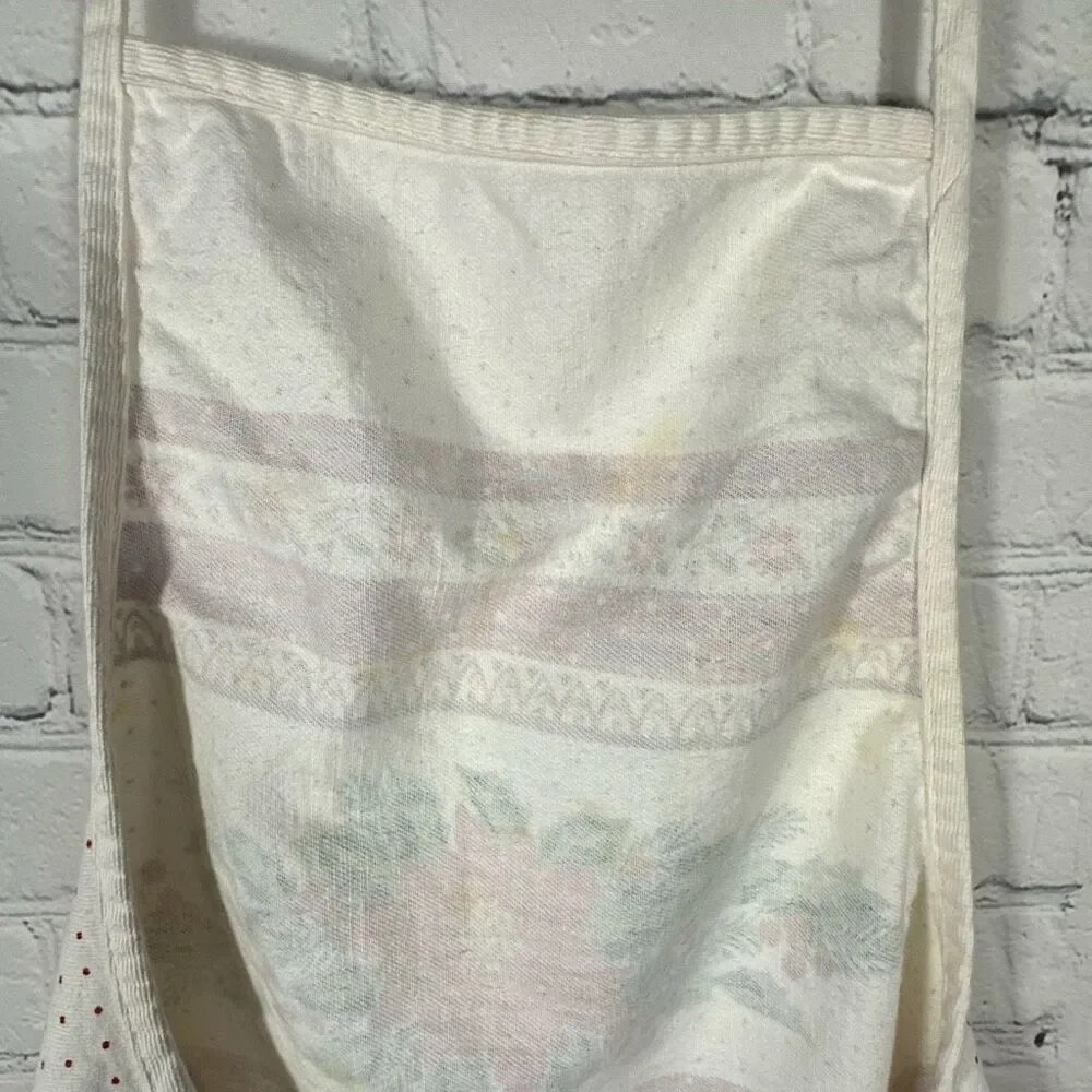 Vintage Christmas‎ Apron Poinsettia Holly Border Butcher Holiday Baking